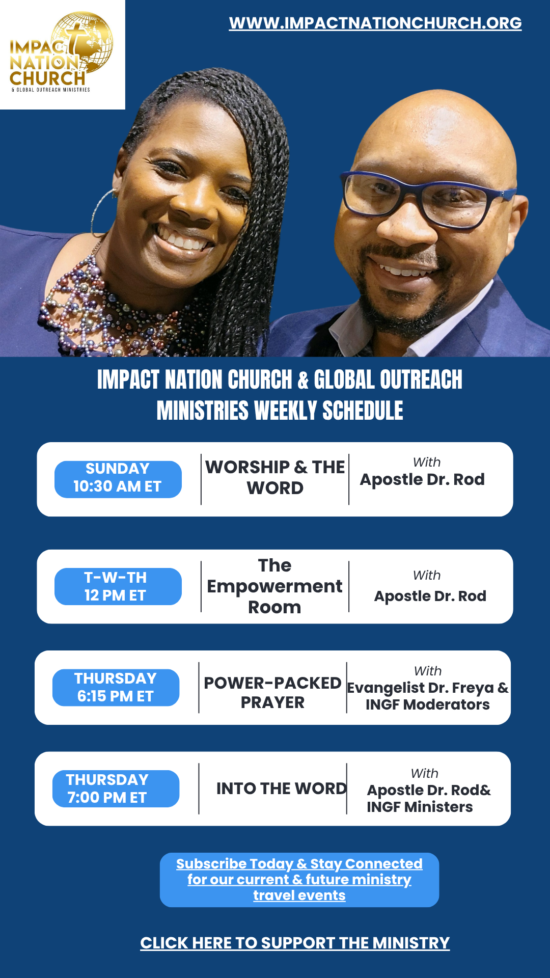 An archived ministry broadcast schedule; check current announcements for times.
